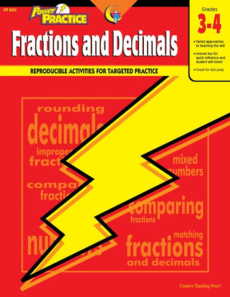 Gr 3-4 Fractions & Decimals Math Power Practice Ebook