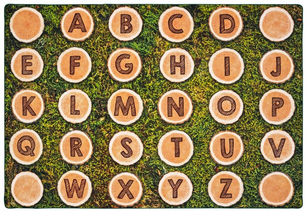 Alphabet Tree Rounds Seating Rectangle Brown Carpet 8ft x 12