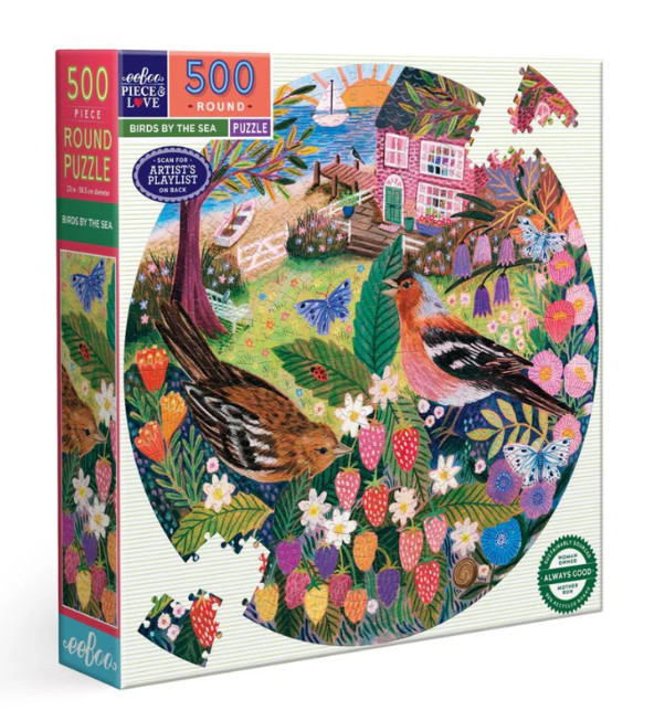 Birds by the Sea 500 pc Round Puzzle