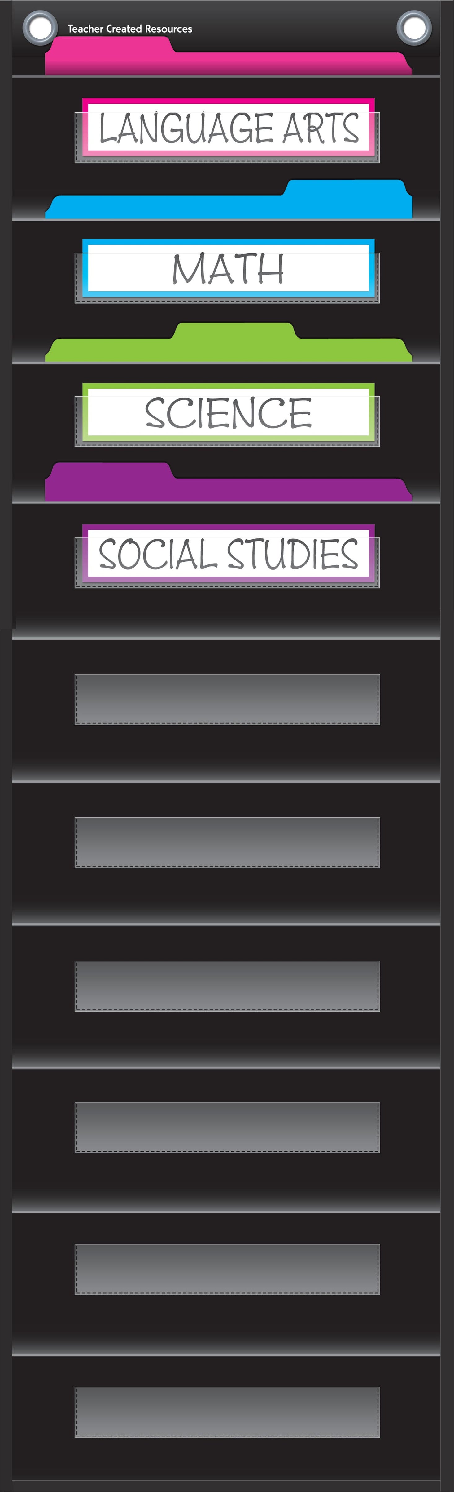 Black 10 Pocket File Storage Pocket Chart 14 x 58
