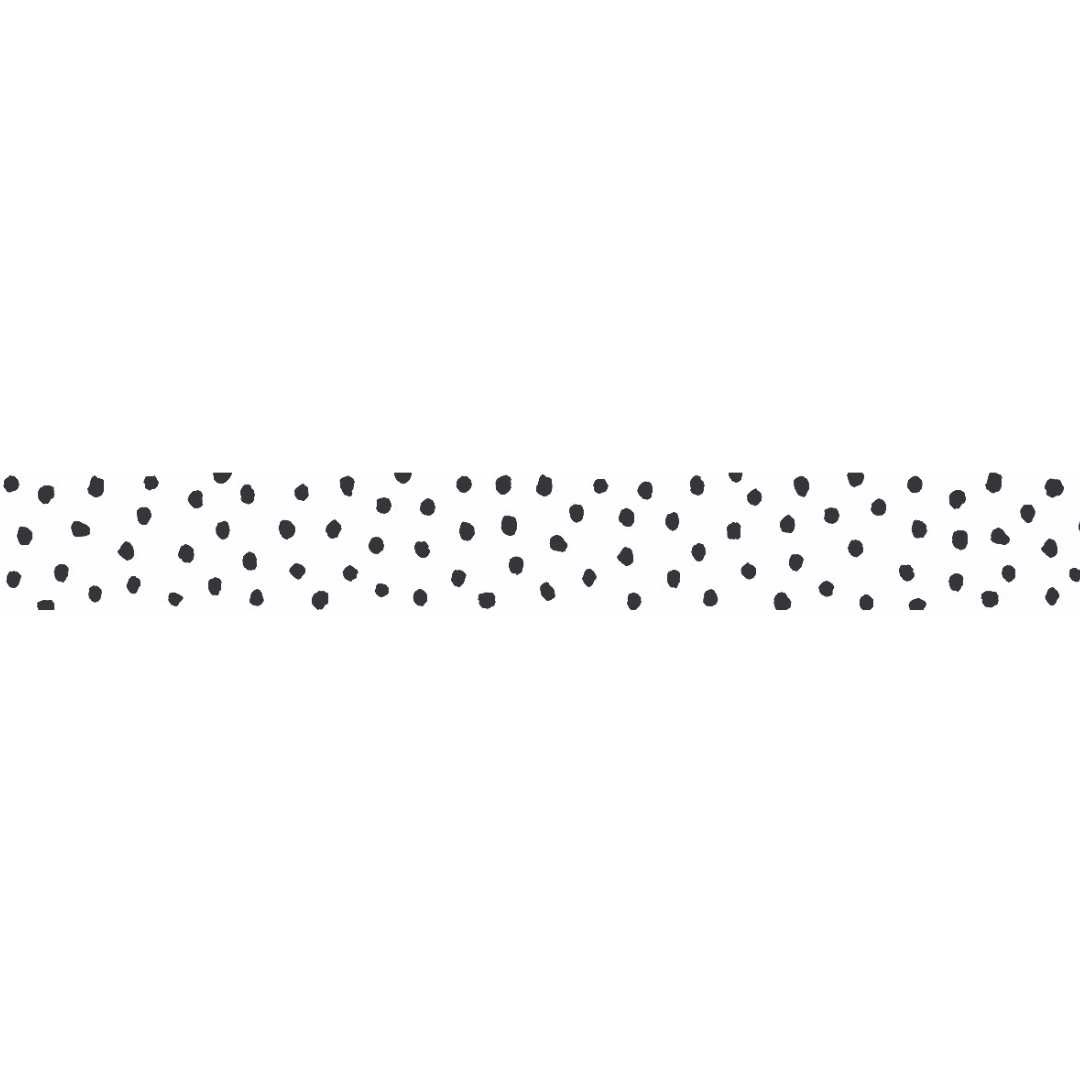 Black Painted Dots on White Straight Rolled Border Trim