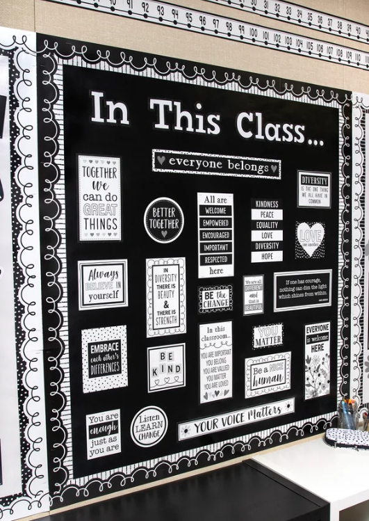 Black with White Squiggles Die-Cut Border Trim