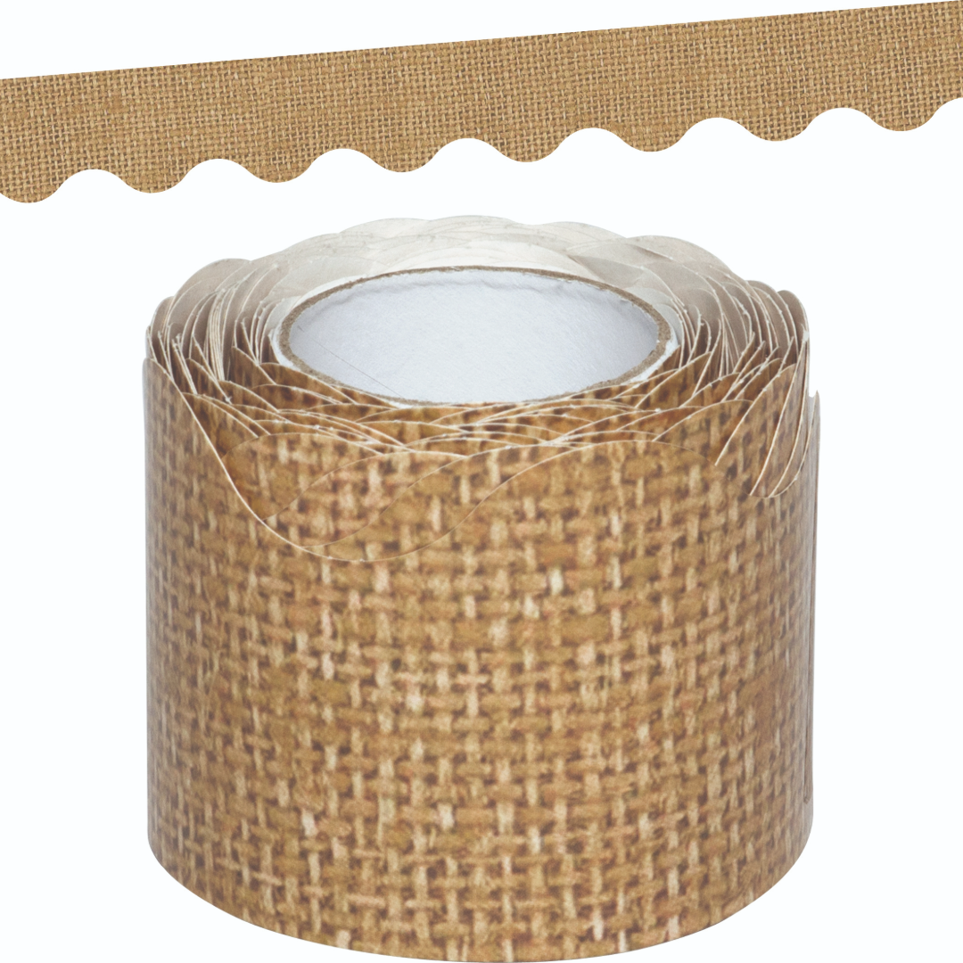 Burlap Scalloped Rolled Border Trim