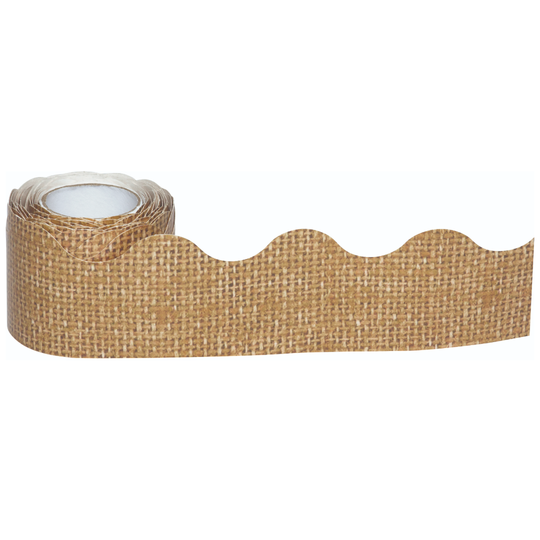 Burlap Scalloped Rolled Border Trim