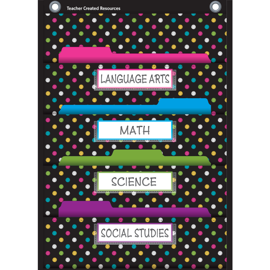 Chalkboard Brights 10 Pocket File Storage Pocket Chart 14 x