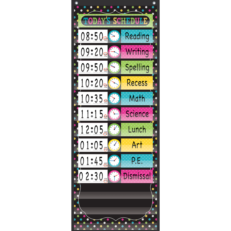 Chalkboard Brights 14 Pocket Daily Schedule Pocket Chart 13