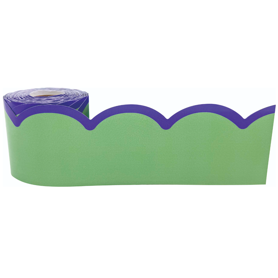 Color Crush Green with Blue Scallops Die-Cut Rolled Border Trim