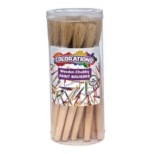 Classic Wooden Chubby Brushes Set of 24