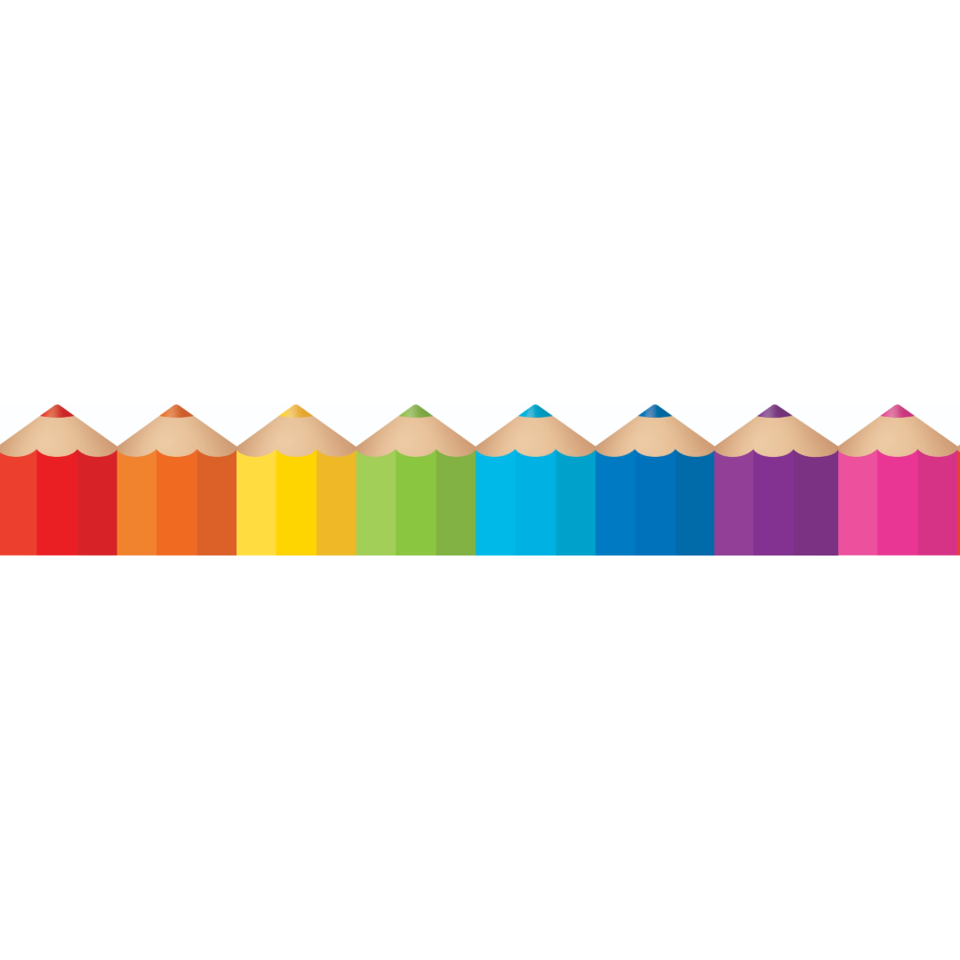 Colored Pencils Die-Cut Rolled Border Trim