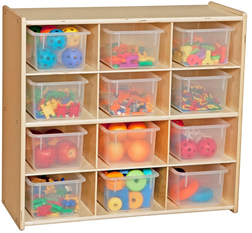 Contender 12 Cubby Storage Unit with Translucent Tubs Assemb