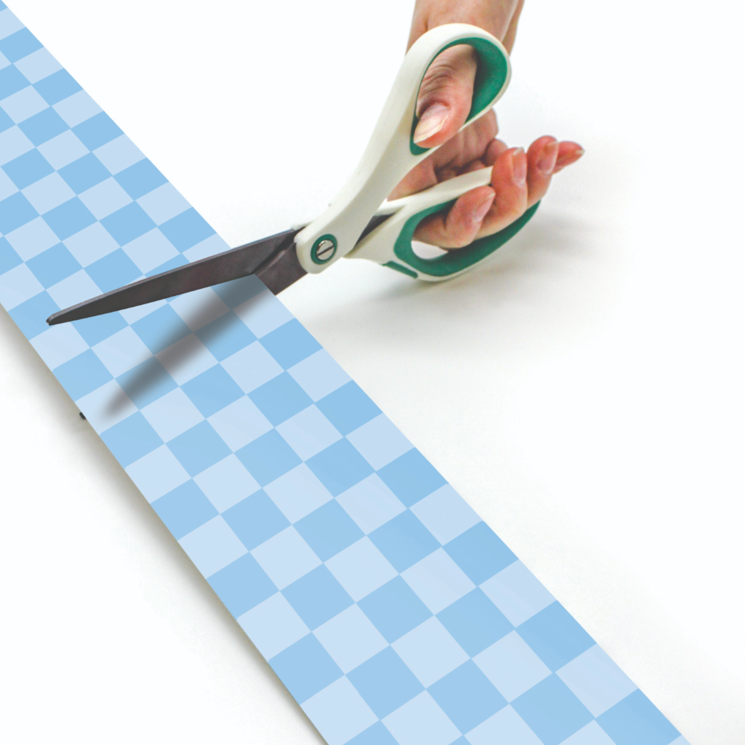 Cool for School Blue Checkers Straight Rolled Border Trim