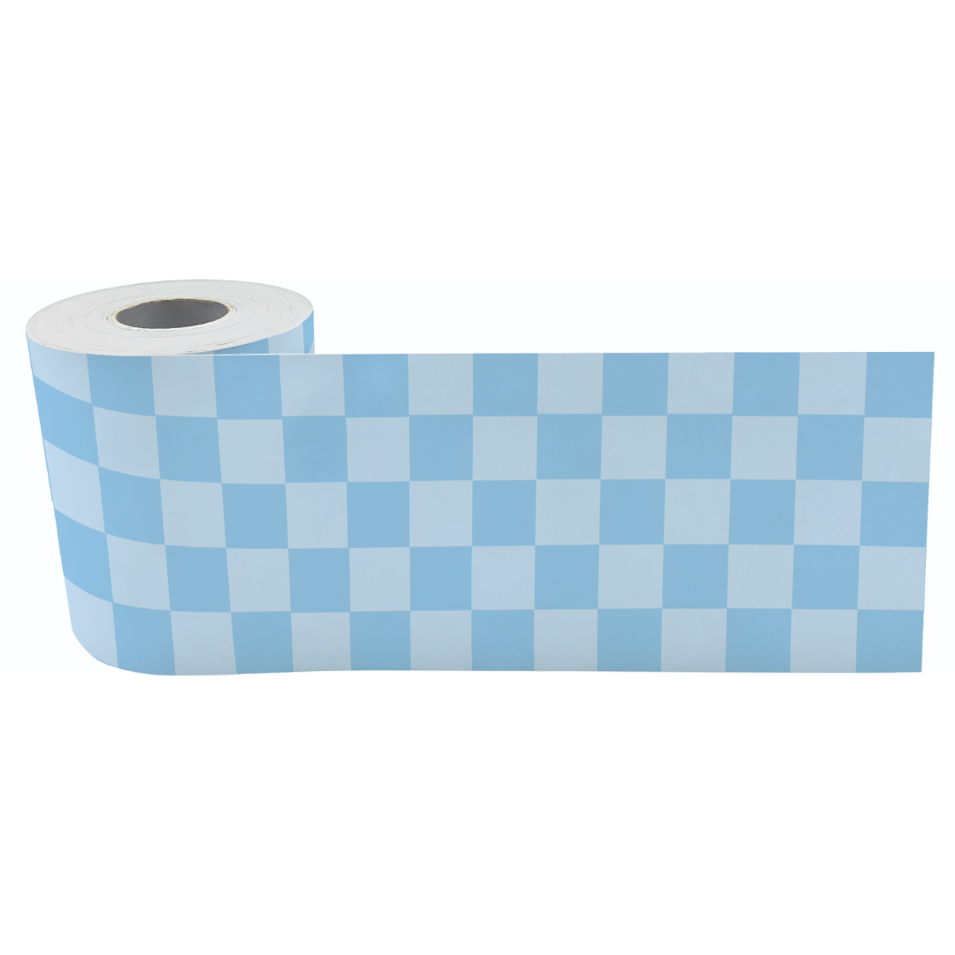 Cool for School Blue Checkers Straight Rolled Border Trim
