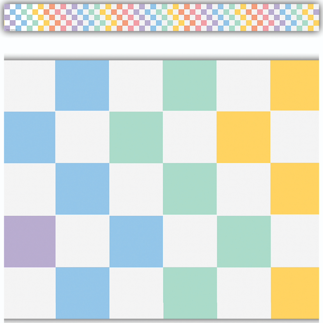 Cool for School Checkers Straight Rolled Border Trim