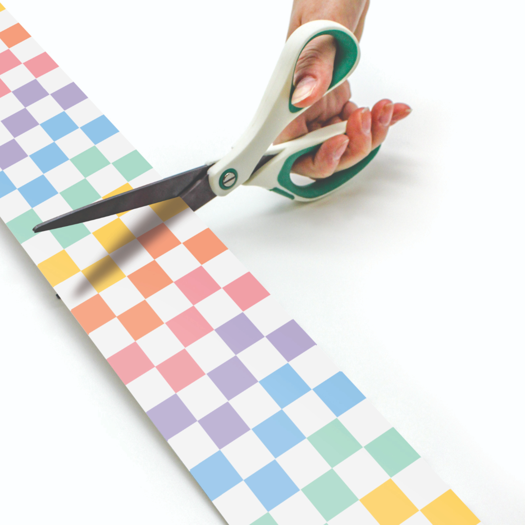 Cool for School Checkers Straight Rolled Border Trim