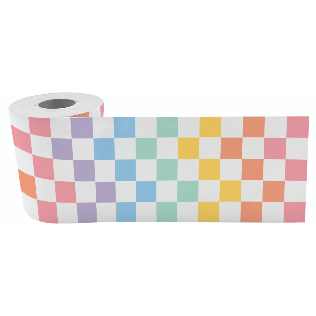 Cool for School Checkers Straight Rolled Border Trim