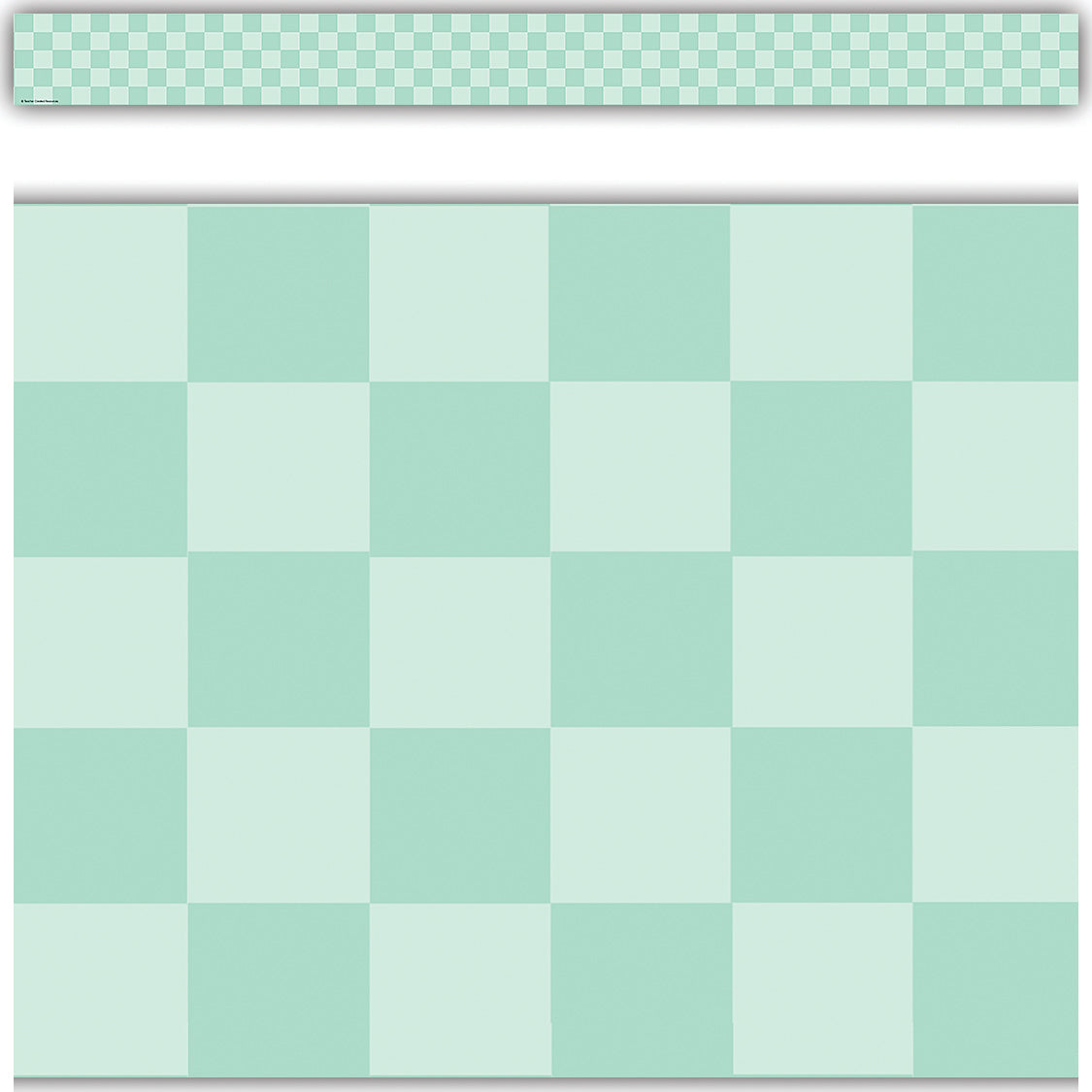 Cool for School Green Checkers Straight Rolled Border Trim