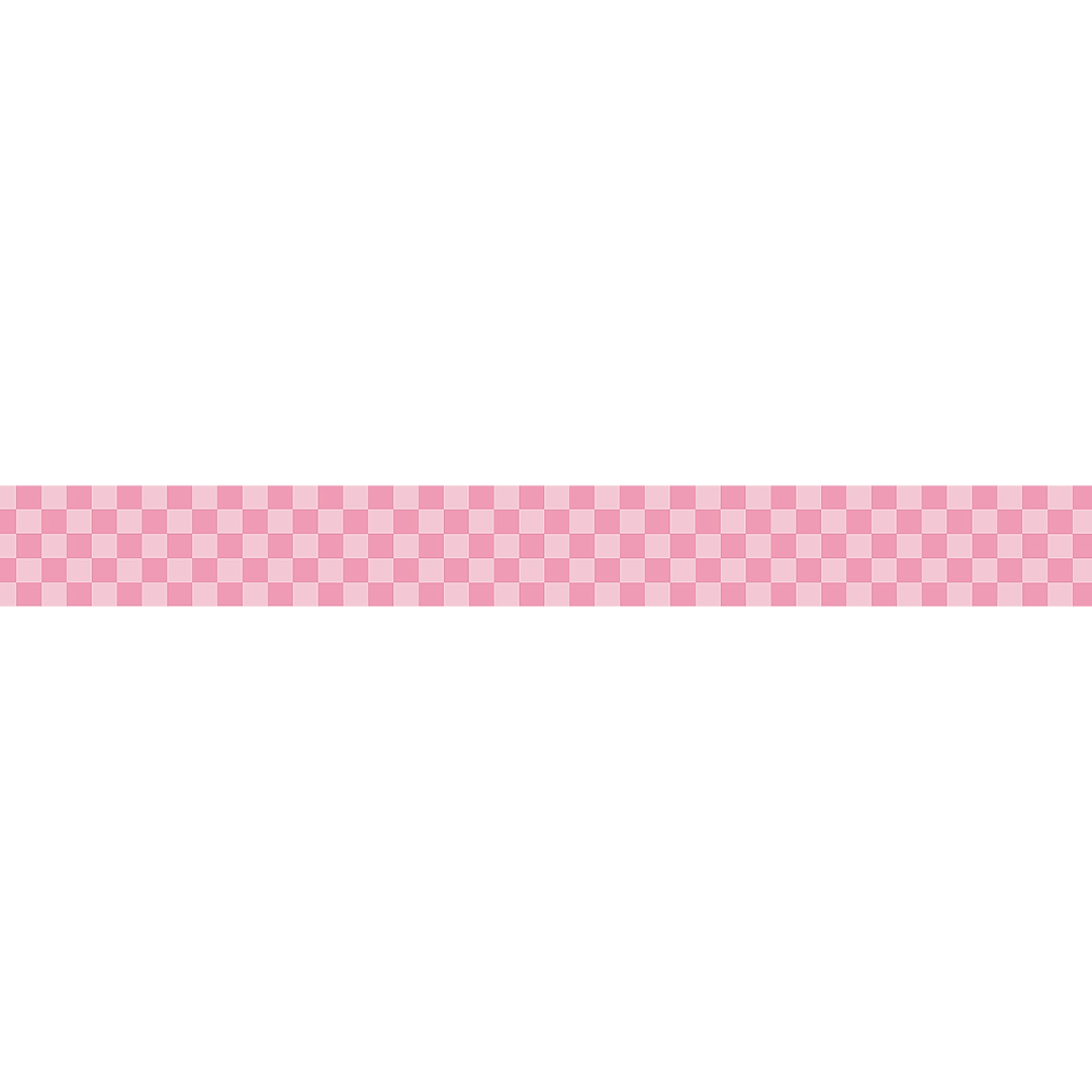 Cool for School Pink Checkers Straight Rolled Border Trim