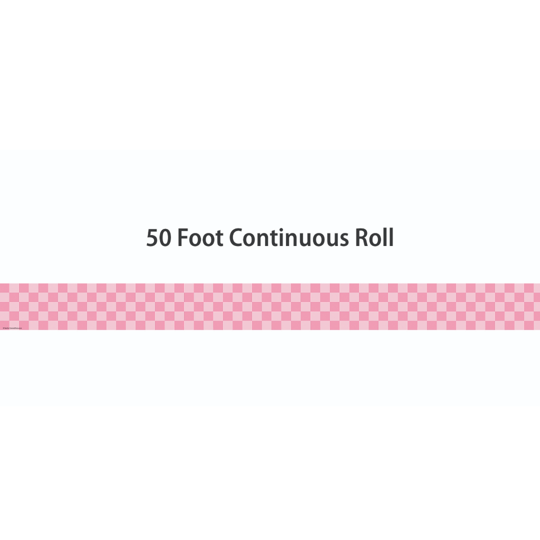 Cool for School Pink Checkers Straight Rolled Border Trim