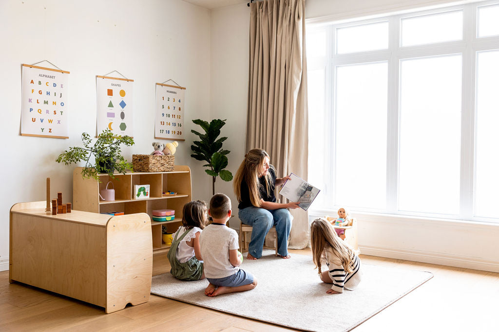 Woodlyn Backed Two Shelves Long Horizontal with Vertical Dividers