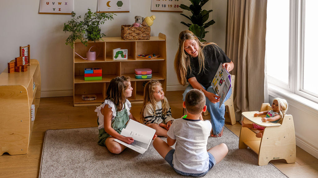 Woodlyn Backed Two Shelves Long Horizontal with Vertical Dividers