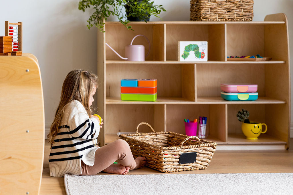 Woodlyn Backed Two Shelves Long Horizontal with Vertical Dividers