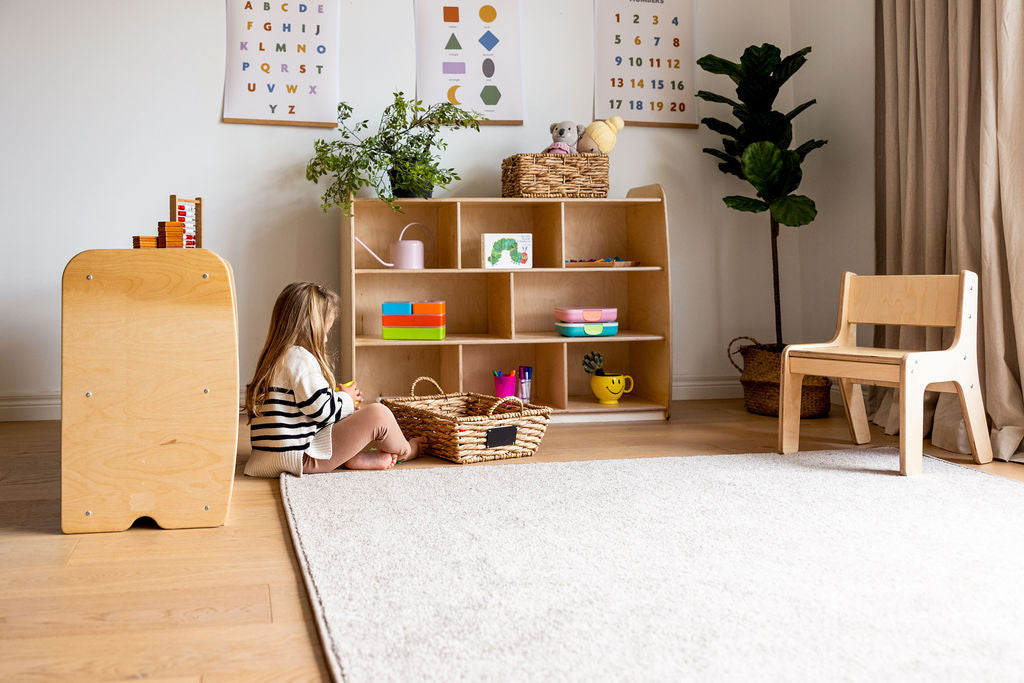 Woodlyn Backed Two Shelves Long Horizontal with Vertical Dividers