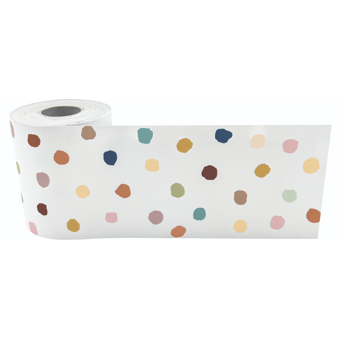 Everyone is Welcome Painted Dots Straight Rolled Border Trim