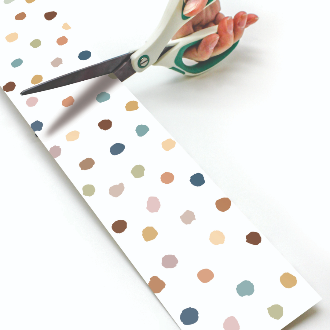 Everyone is Welcome Painted Dots Straight Rolled Border Trim