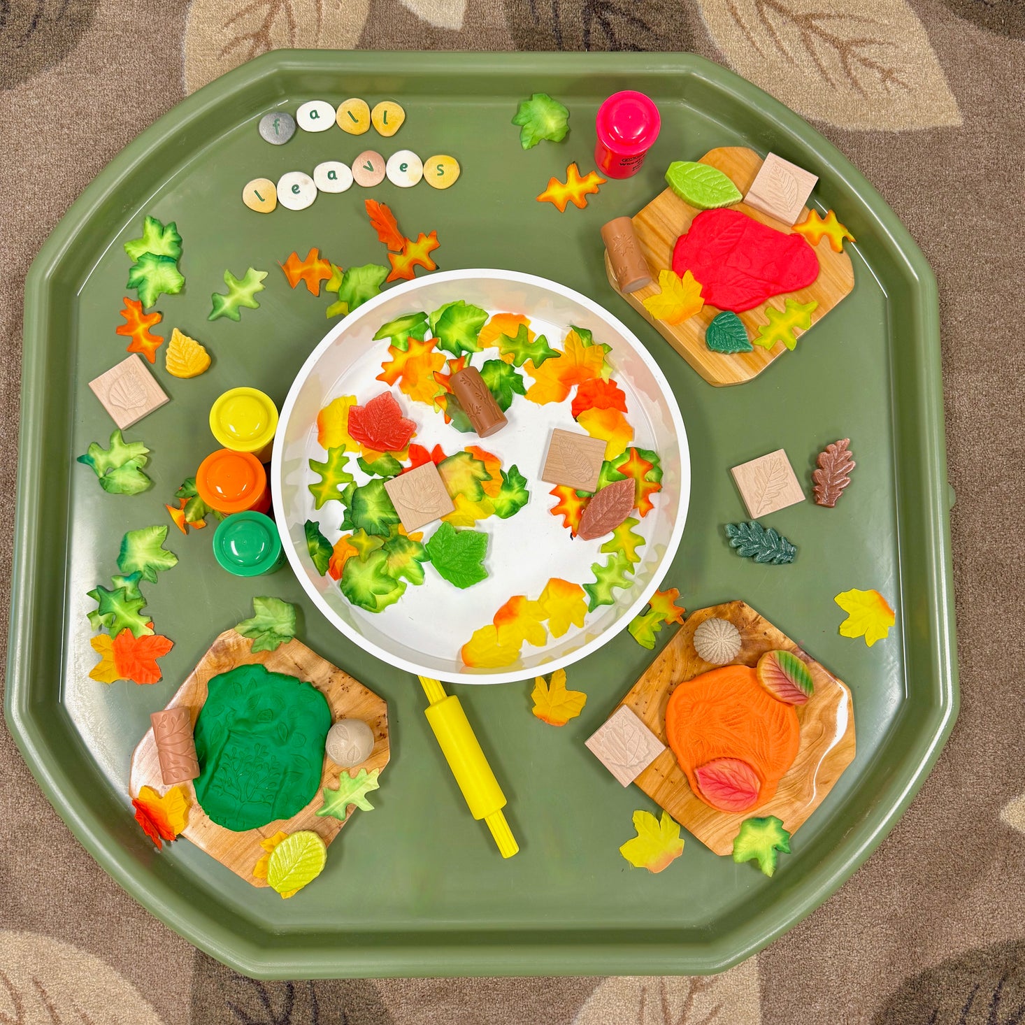 Sensory Play Stones Leaves