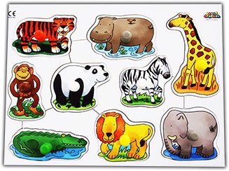 Large Peg Board Puzzle Wild Animals