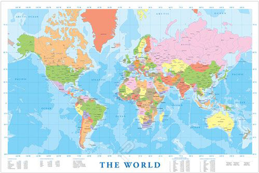 Map of the World Poster 24 x 36