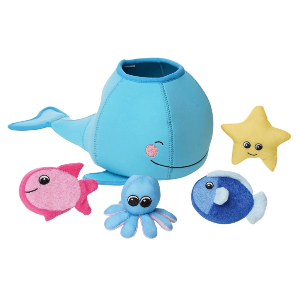 Neoprene Whale 5pc SpillnFill Bath Toy