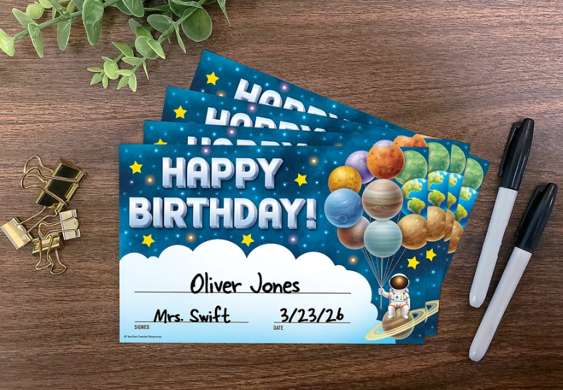 Outer Space Crew Happy Birthday Awards