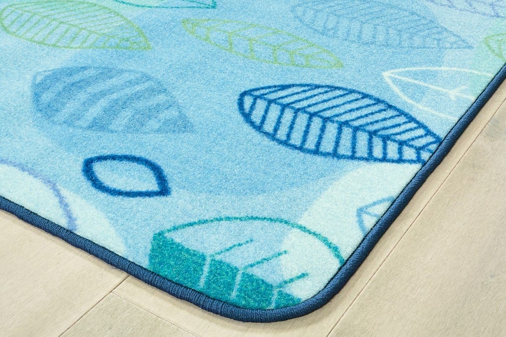 Peaceful Spaces Leaf Rectangle Blue Carpet 6ft x 9ft