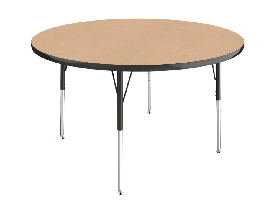Round Maple/Black Activity Table with Standard or Chunky Adjustable Legs