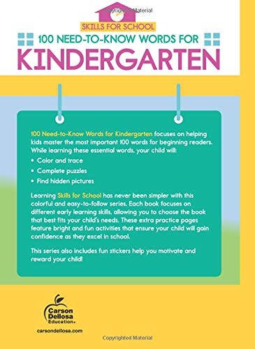 Skills for School 100 NeedtoKnow Words for Kindergarten