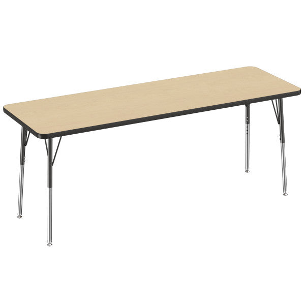 Rectangle Maple/Black Activity Table with Standard or Chunky Adjustable Legs