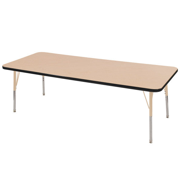 Rectangle Maple/Black Activity Table with Standard or Chunky Adjustable Legs