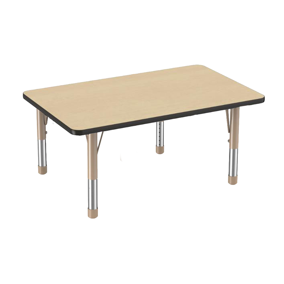 Rectangle Maple/Black Activity Table with Standard or Chunky Adjustable Legs