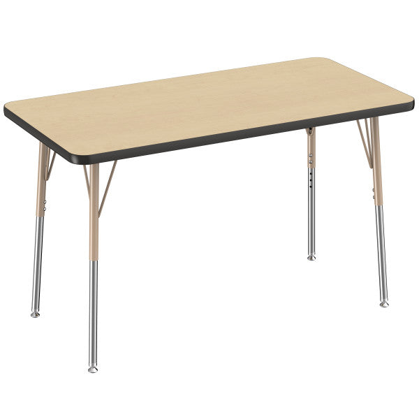Rectangle Maple/Black Activity Table with Standard or Chunky Adjustable Legs