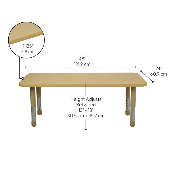 Rectangle Maple/Maple Activity Table with Tiny Tot Adjustable Legs
