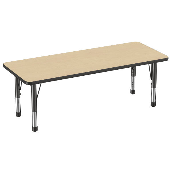 Rectangle Maple/Black Activity Table with Standard or Chunky Adjustable Legs