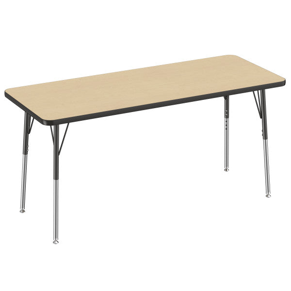 Rectangle Maple/Black Activity Table with Standard or Chunky Adjustable Legs