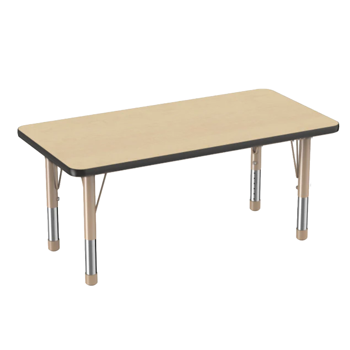 Rectangle Maple/Black Activity Table with Standard or Chunky Adjustable Legs