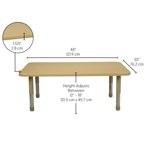 Rectangle Maple/Maple Activity Table with Tiny Tot Adjustable Legs