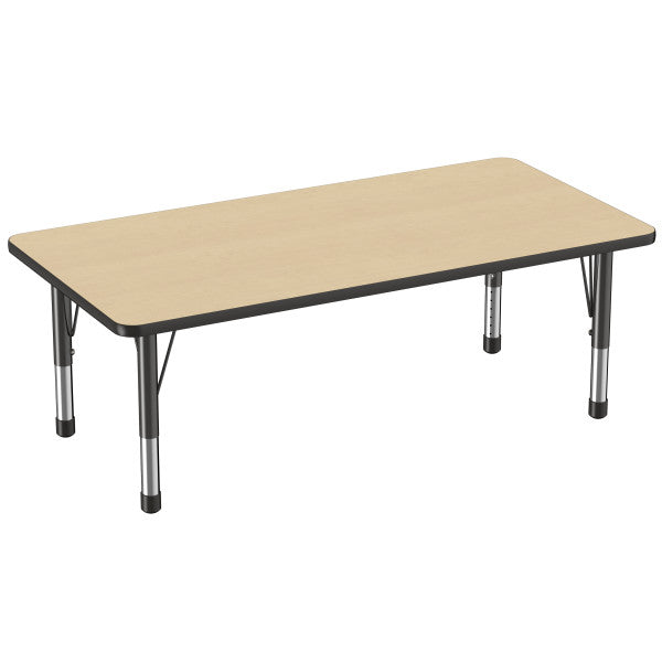 Rectangle Maple/Black Activity Table with Standard or Chunky Adjustable Legs