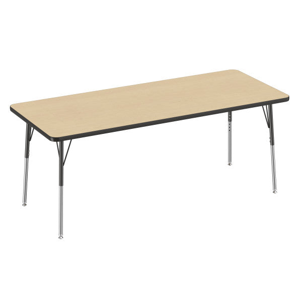 Rectangle Maple/Black Activity Table with Standard or Chunky Adjustable Legs