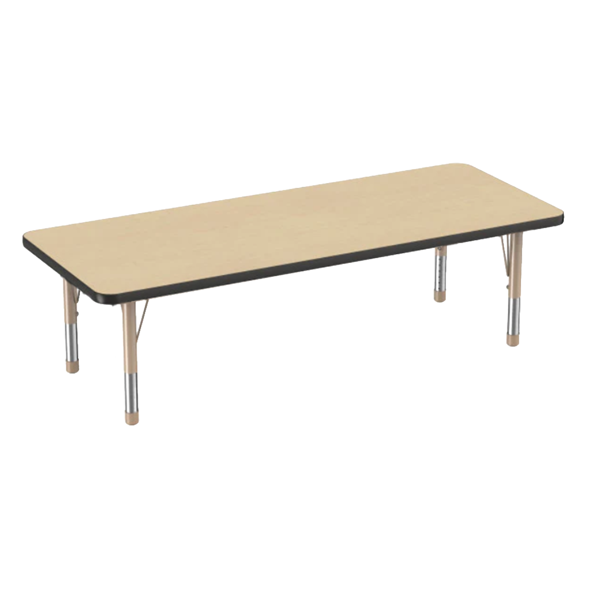 Rectangle Maple/Black Activity Table with Standard or Chunky Adjustable Legs