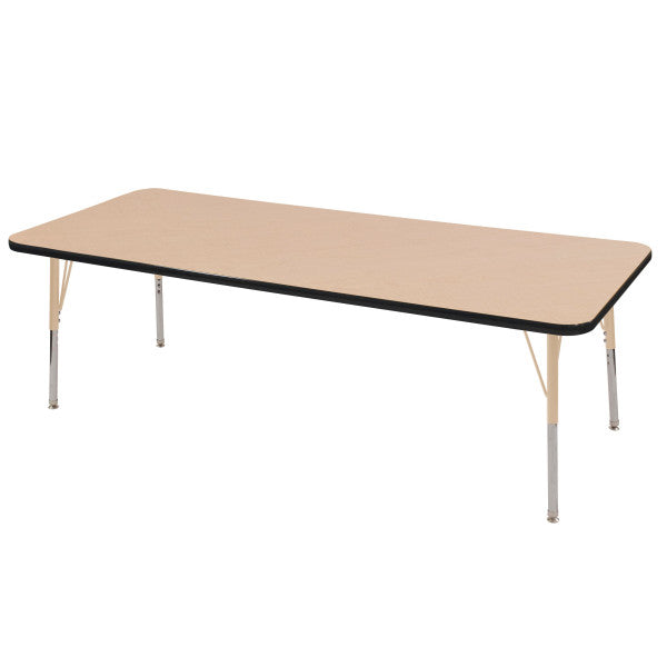 Rectangle Maple/Black Activity Table with Standard or Chunky Adjustable Legs