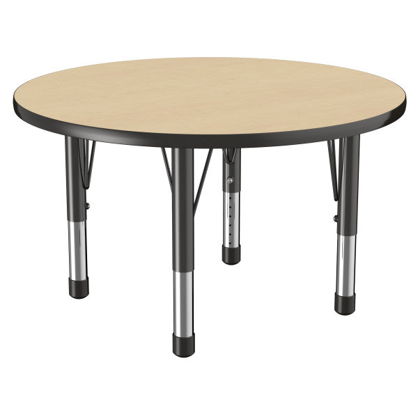 Round Maple/Black Activity Table with Standard or Chunky Adjustable Legs